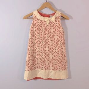 Gymboree 10 girls pink white floral shift dress sleeveless Bow collar daisy lace